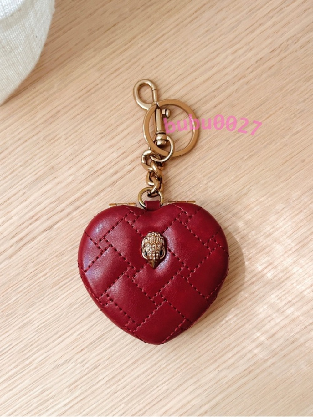Kurt Geiger London❤️Kensington     Burgundy Red Heart Mirror Bag Charm Keychain